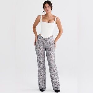 House of CB Mara Silver Metallic Trousers‎ NWOT size L